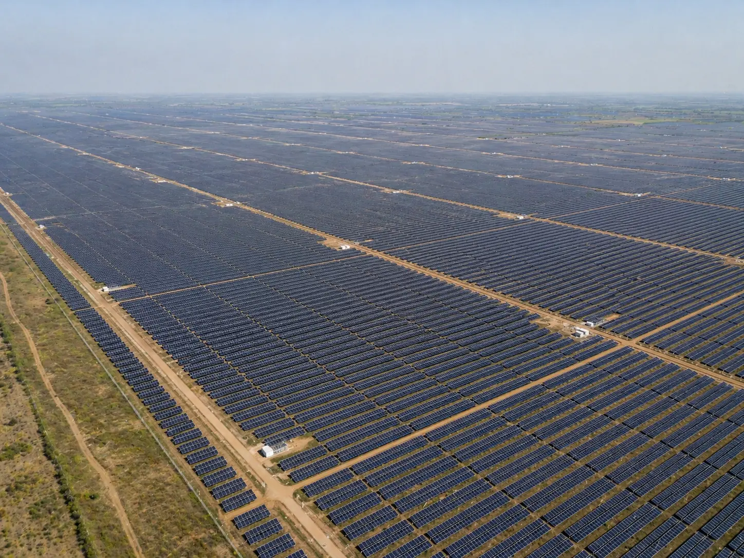 Large-scale solar park feeding clean energy into the grid